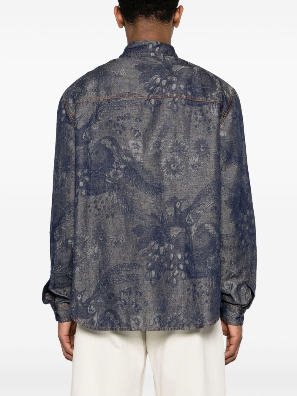 patterned-jacquard denim shirt - 4