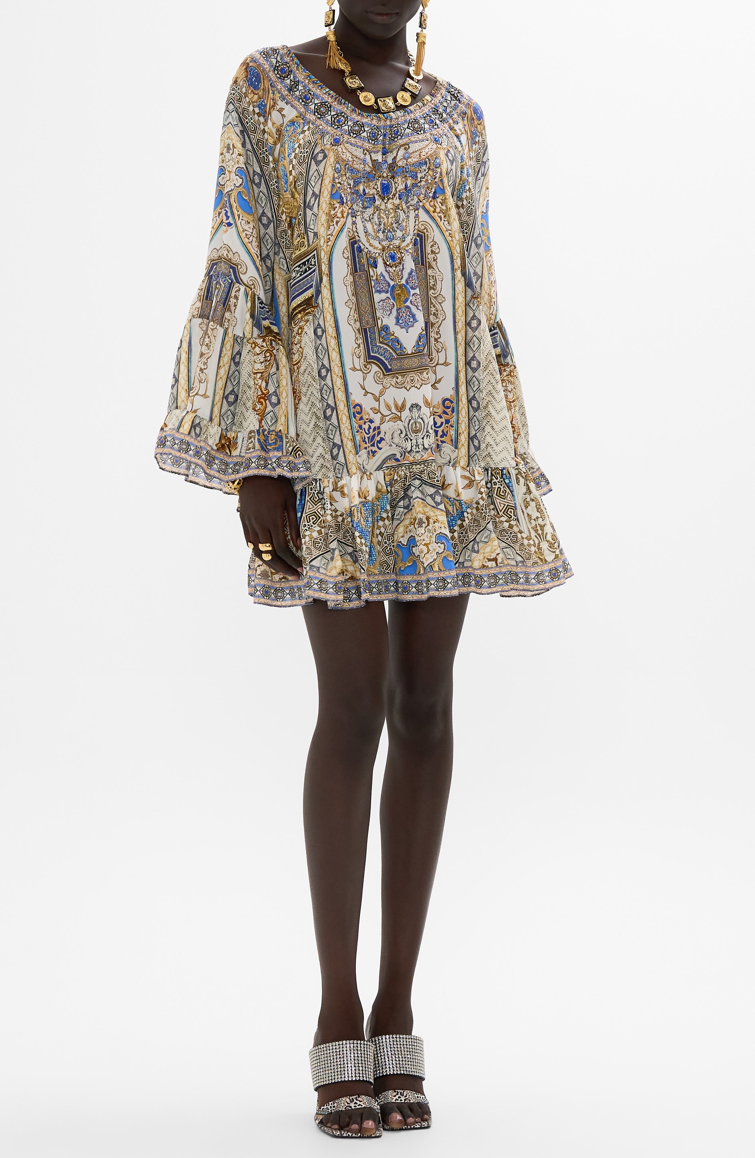 Camilla Make Me Your Mosaic Long Sleeve A-Line Silk Minidress at Nordstrom - 1