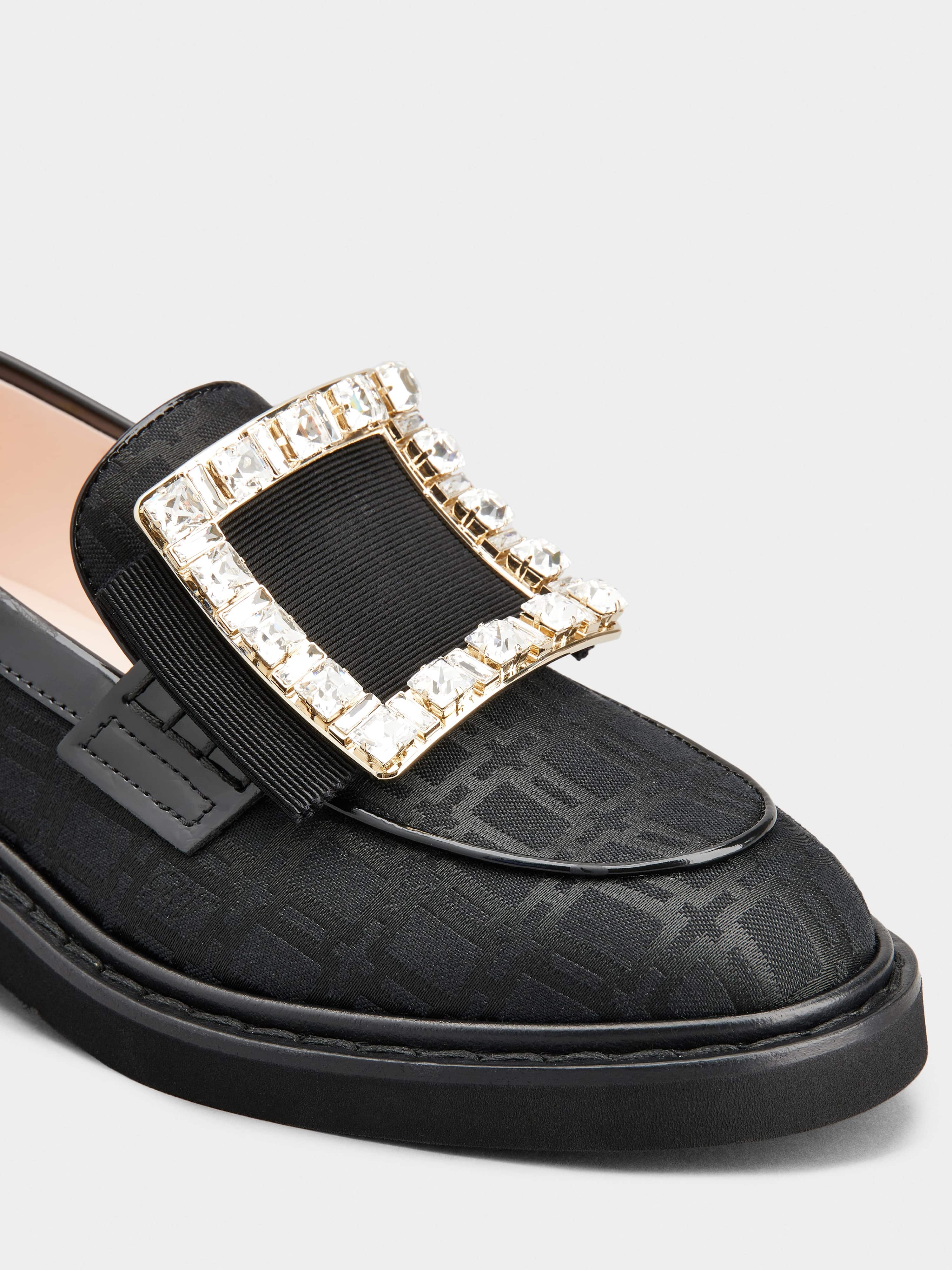 Viv' Rangers Rhinestone Buckle Loafers in Fabric - 3