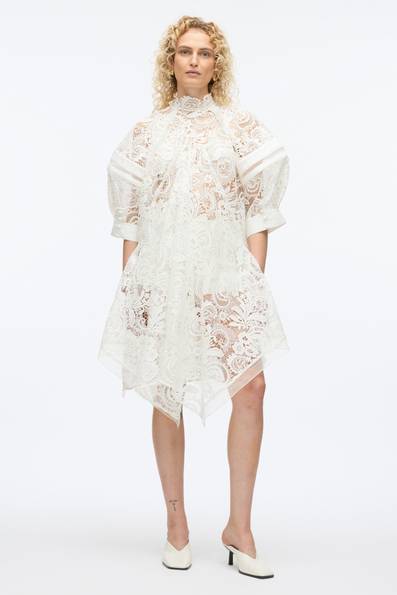 Embroidered Lace Hankerchief Dress - 1