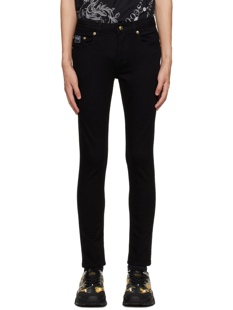 Black Piece Number Jeans - 1