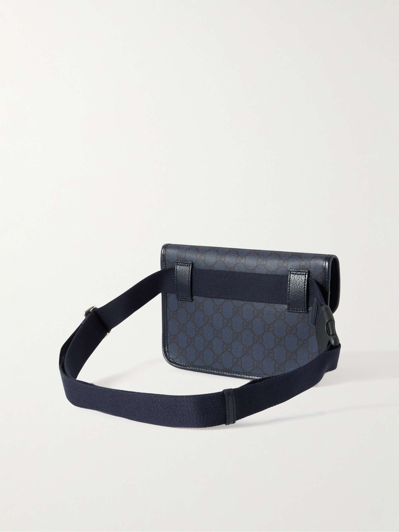 Ophidia Leather-Trimmed Monogrammed Coated-Canvas Belt Bag 4