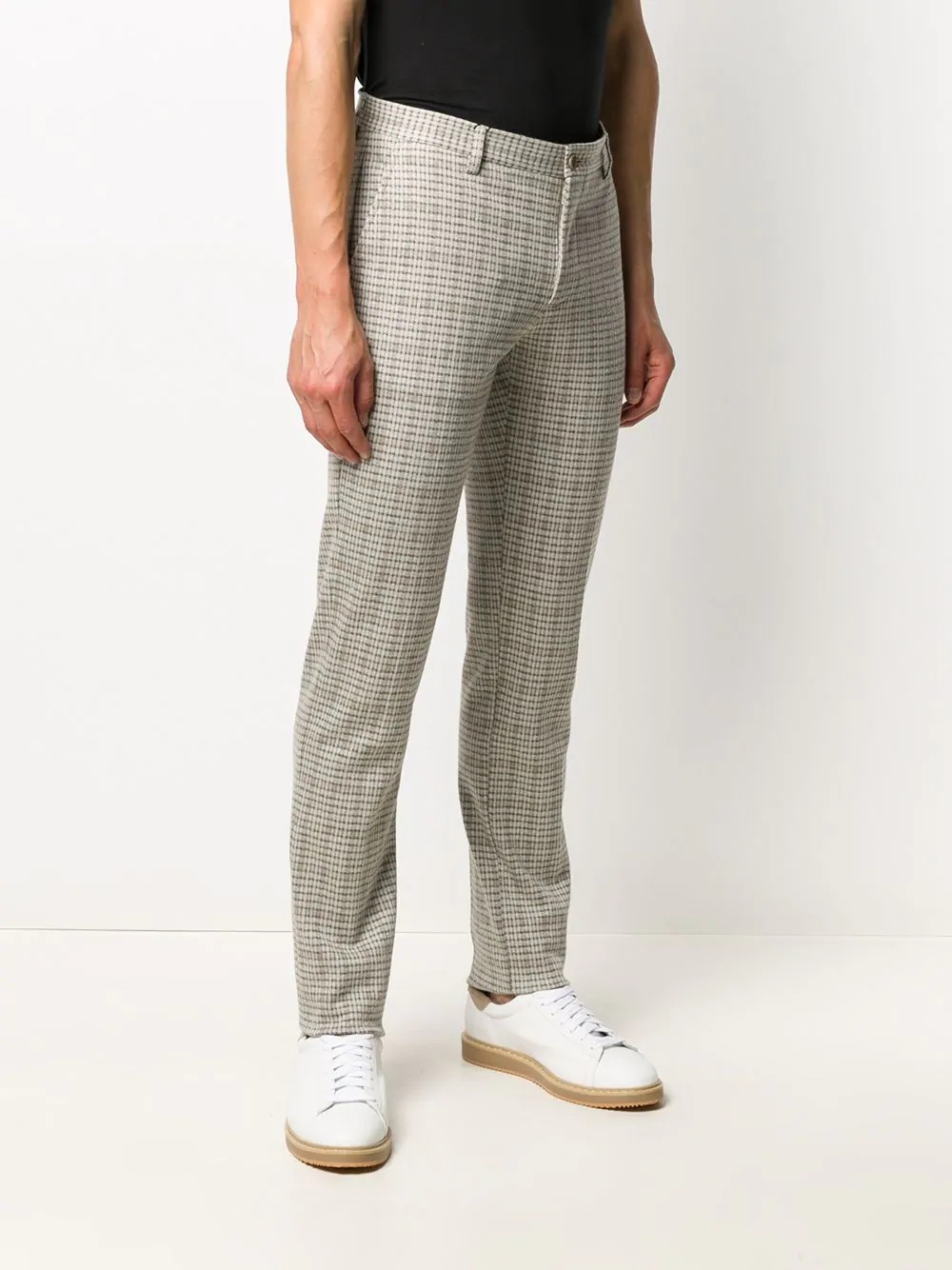 checked slim chinos  - 3