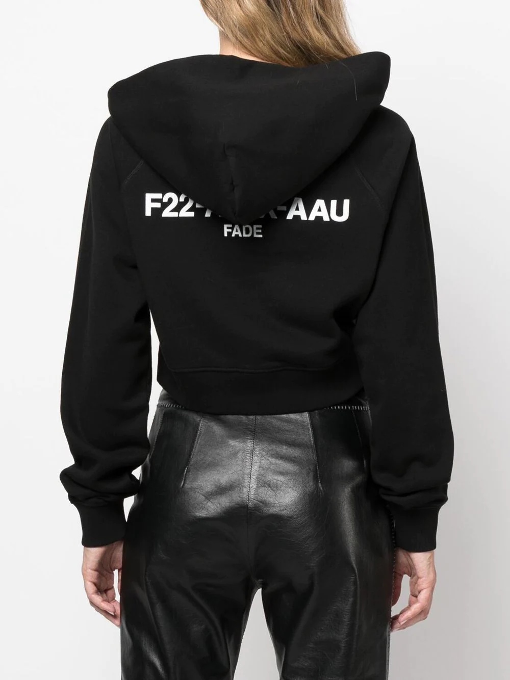 cropped logo-print detail hoodie - 4
