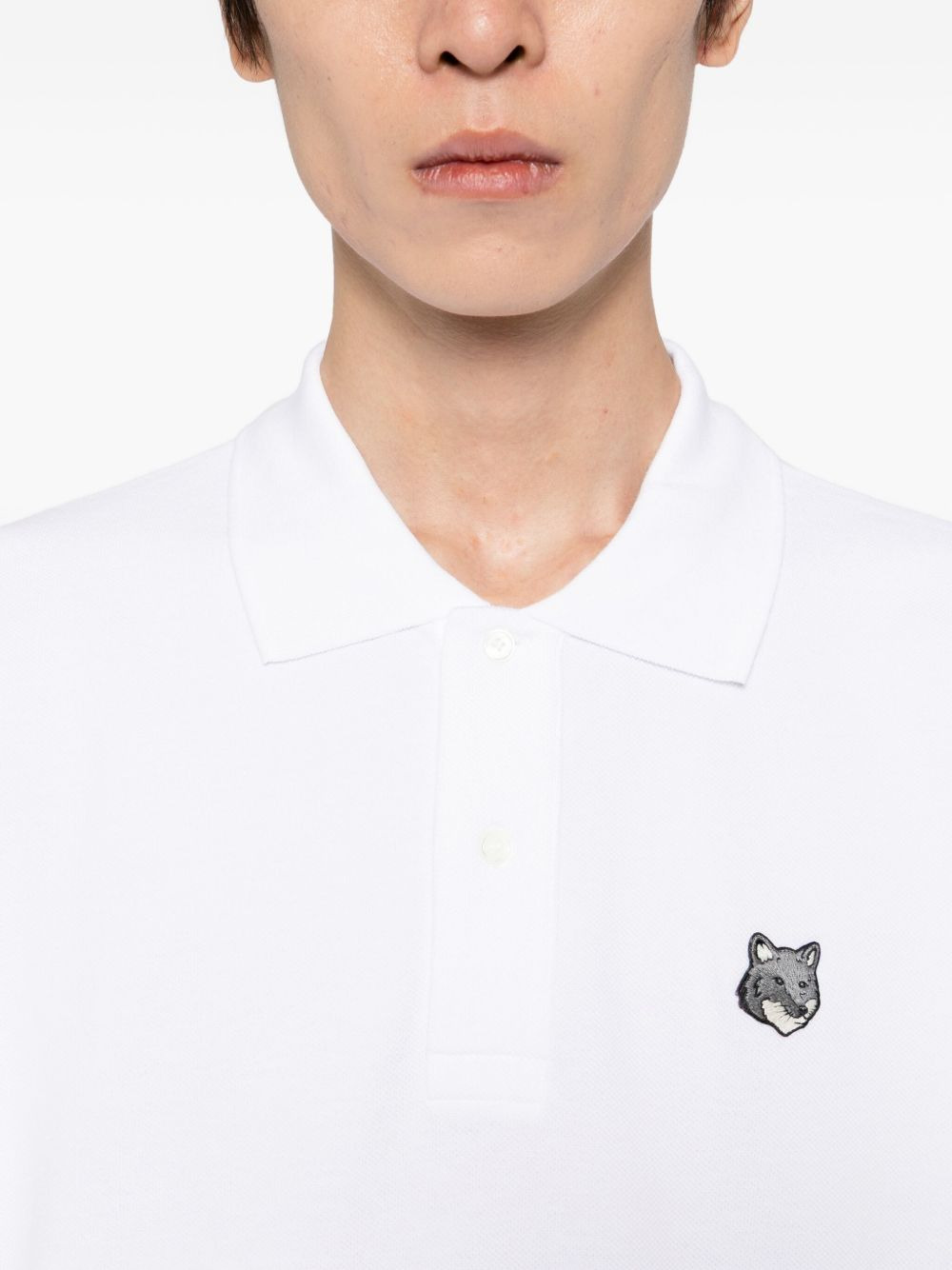 bold fox head patch polo shirt - 4