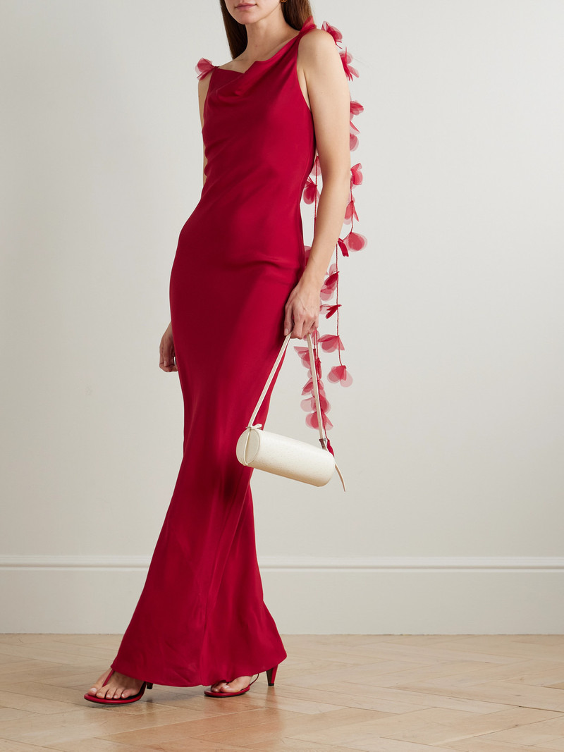 Cult Gaia Nymeria Open-back Organza-trimmed Silk-blend Satin Maxi Dress outlook