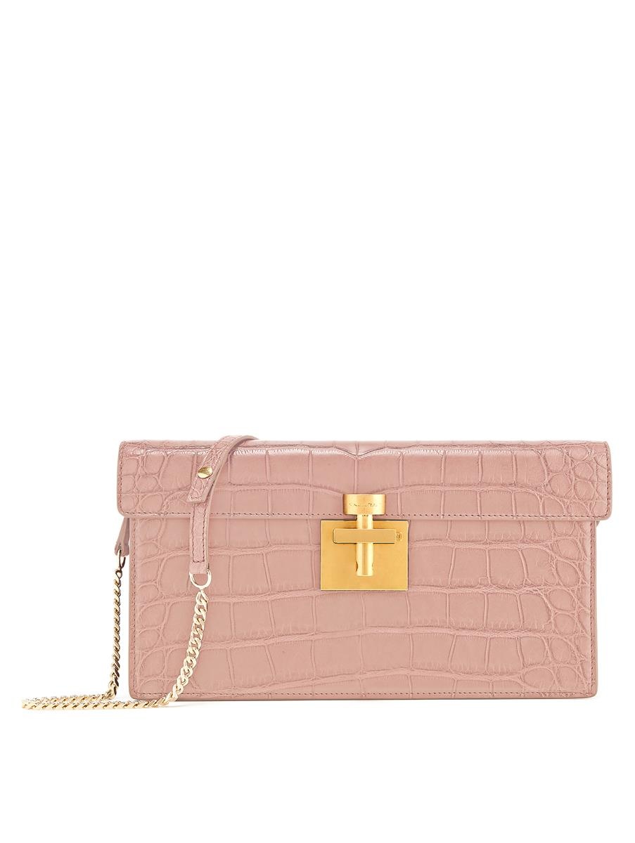 BLUSH ALLIGATOR ALIBI CLUTCH - 1