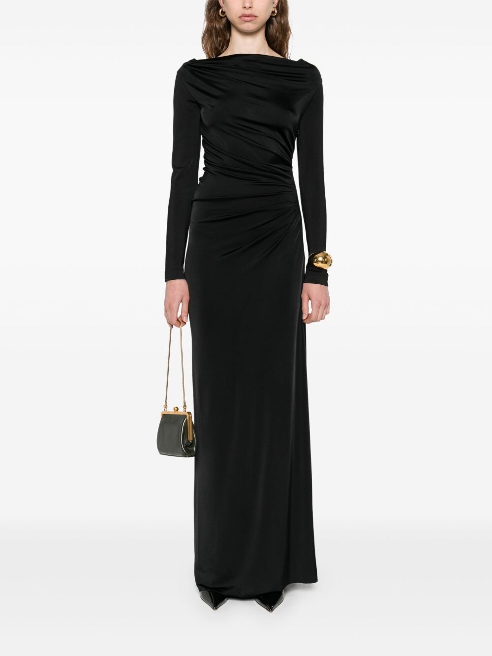 cowl-neck draped maxi dress - 2