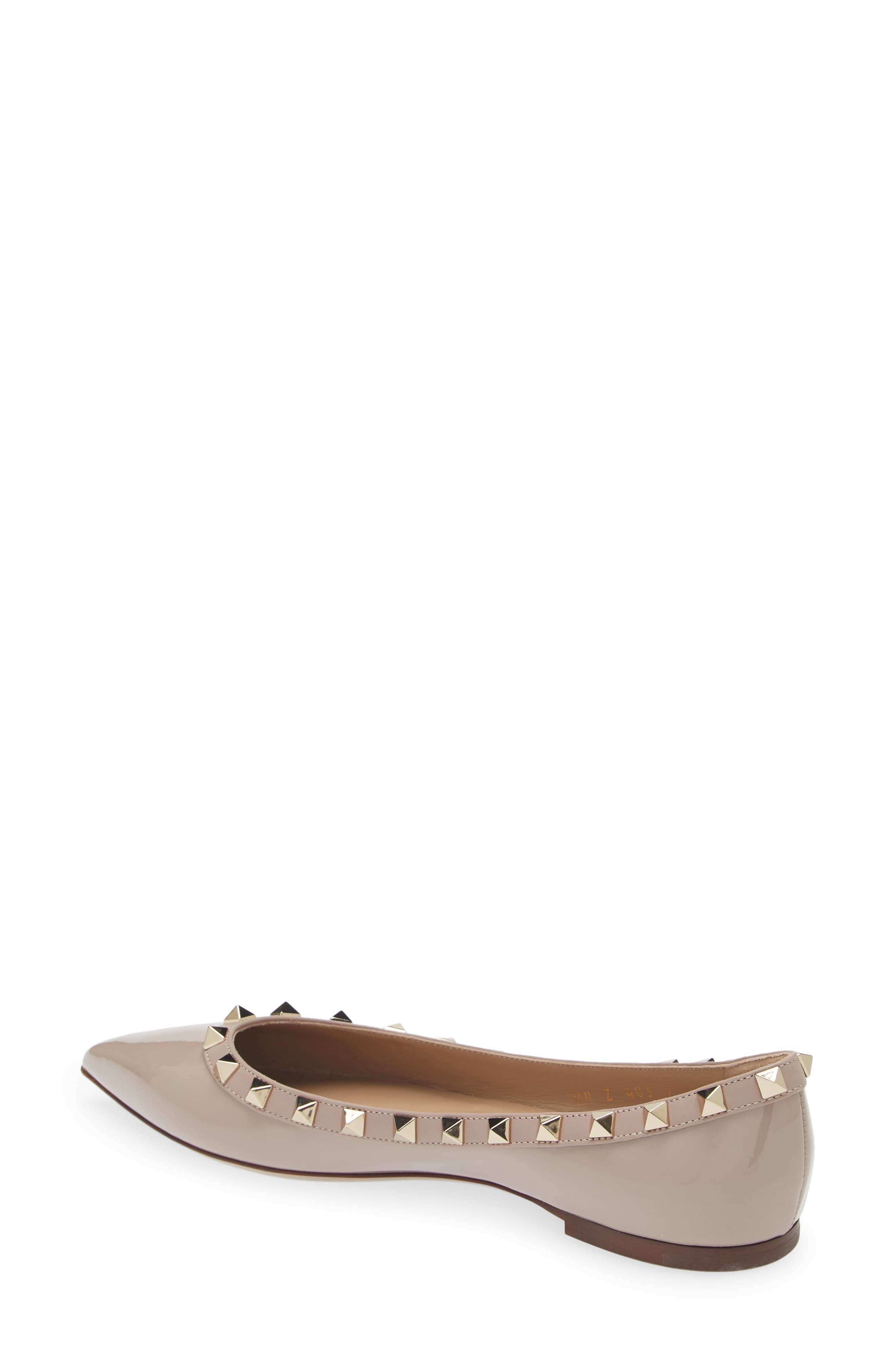 Valentino Garavani Rockstud Pointed Toe Ballerina Flat in P45 Poudre/Poudre at Nordstrom - 2