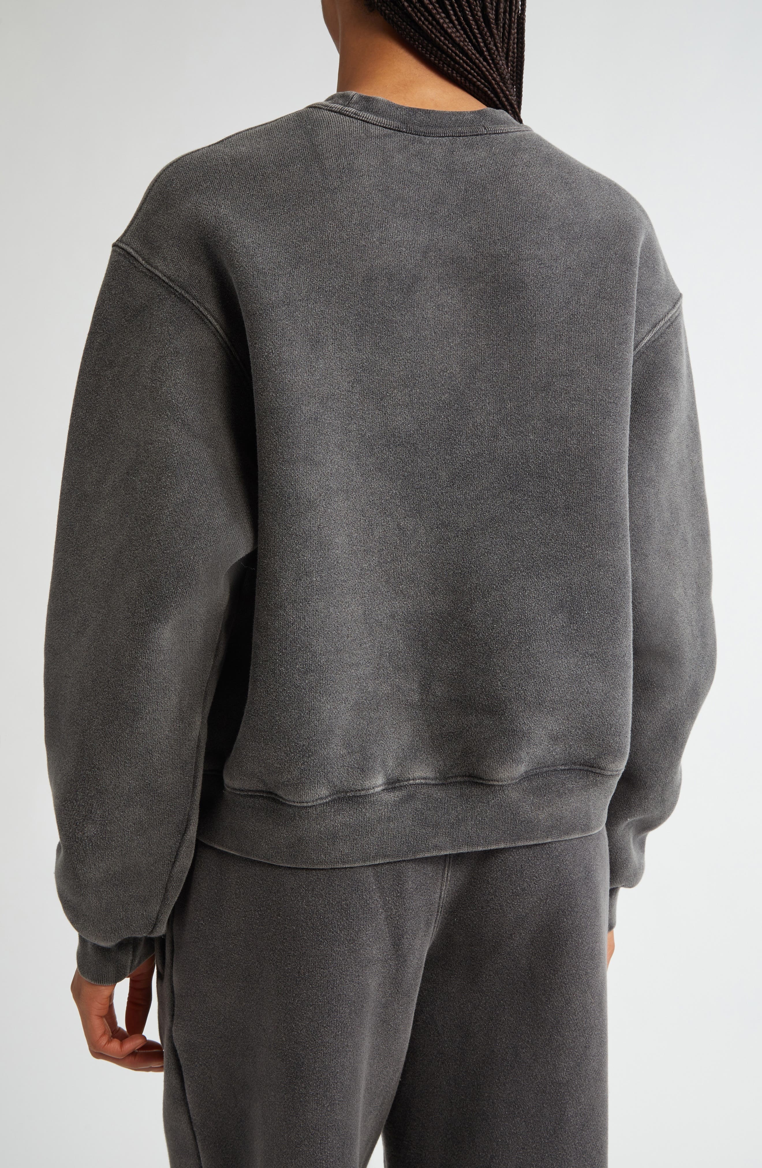 Alexander Wang Logo Graphic Crewneck Sweatshirt in Faded Black at Nordstrom - 3