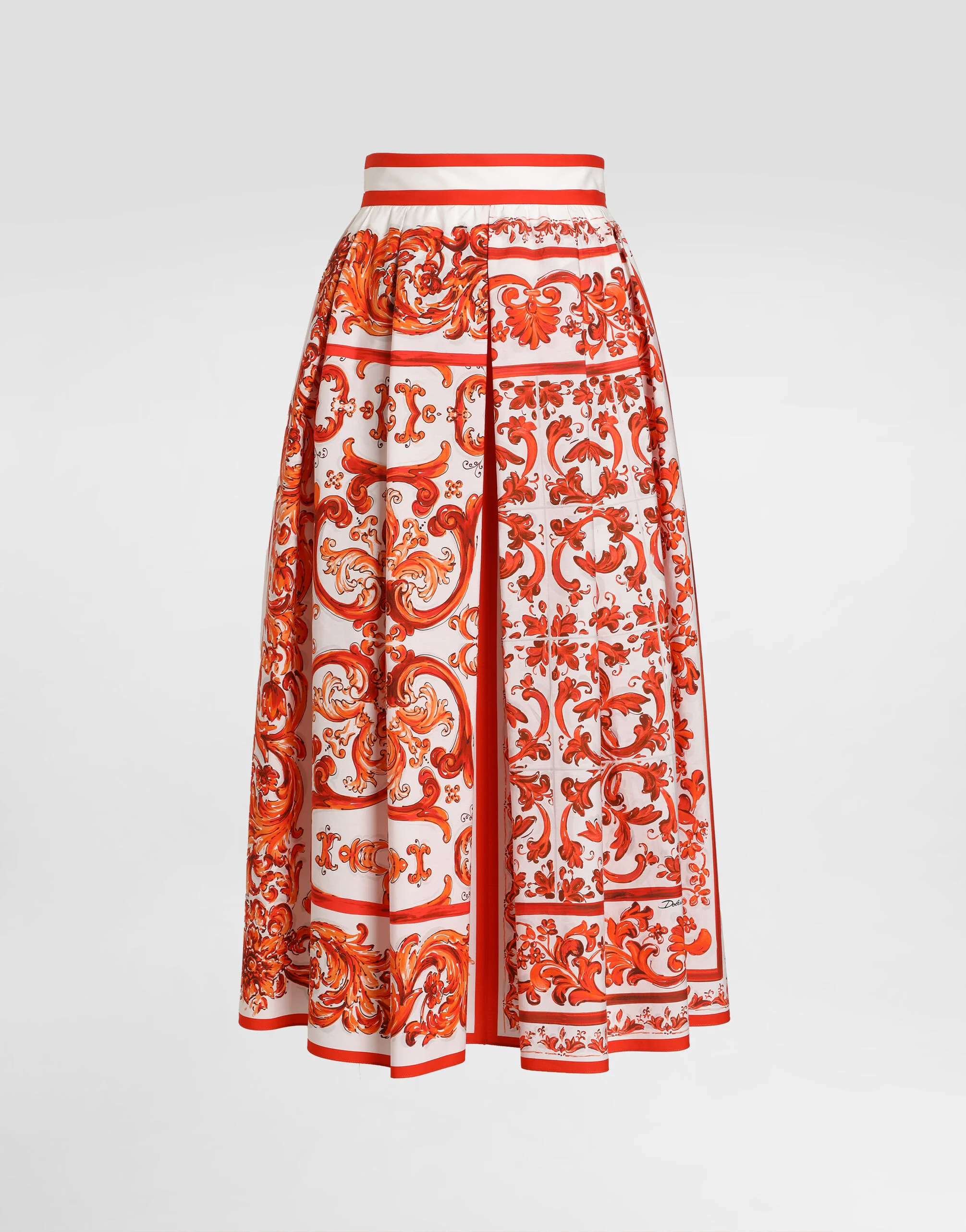 Majolica-print poplin pleated skirt - 1