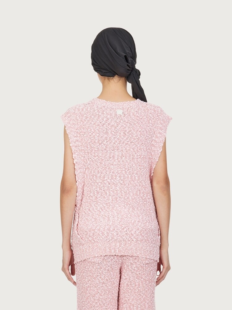 KNITTED COTTON BOUCLÉ TOP - 4