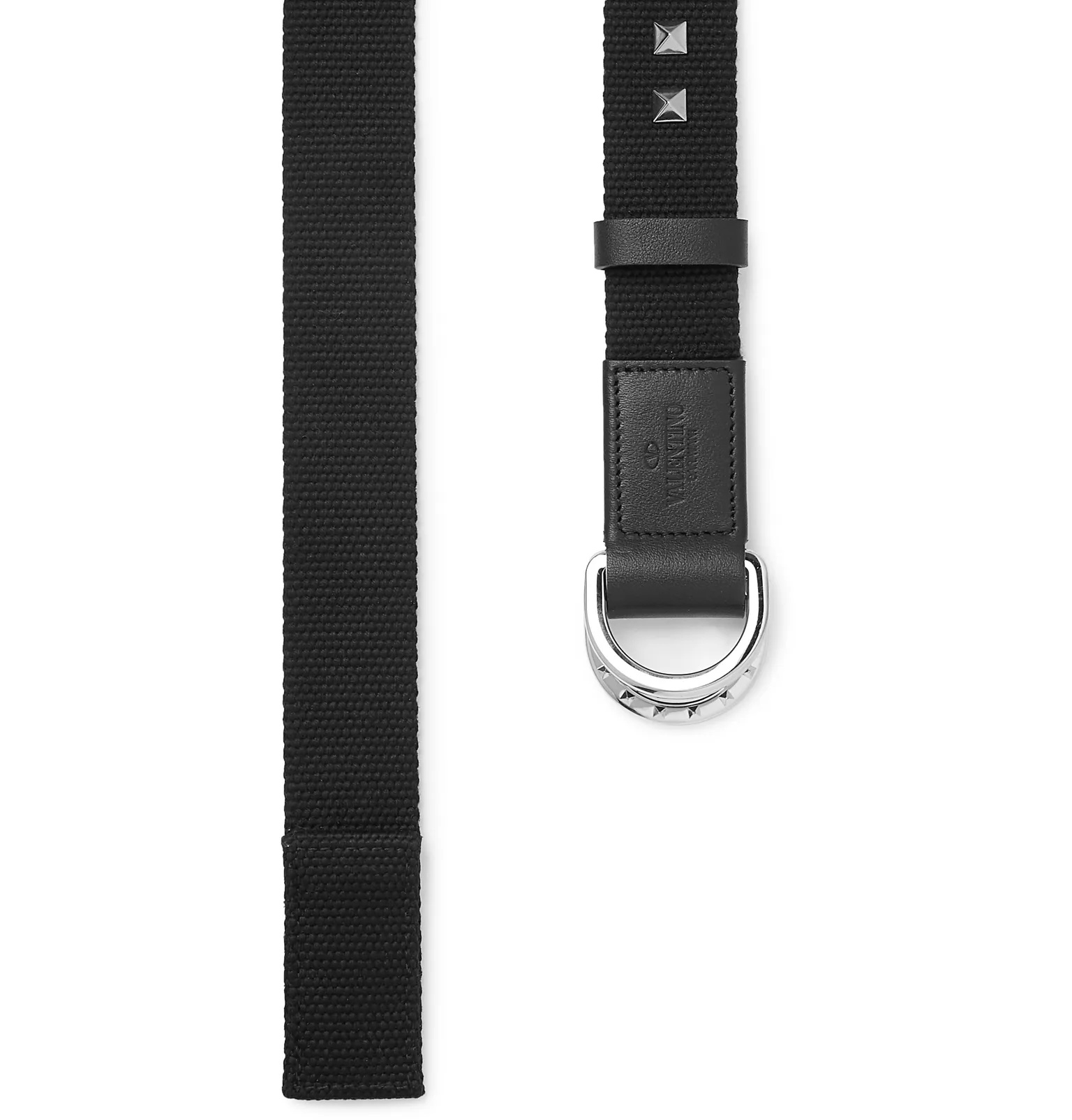 Valentino Garavani 3cm Rockstud Leather-Trimmed Canvas Belt - 3