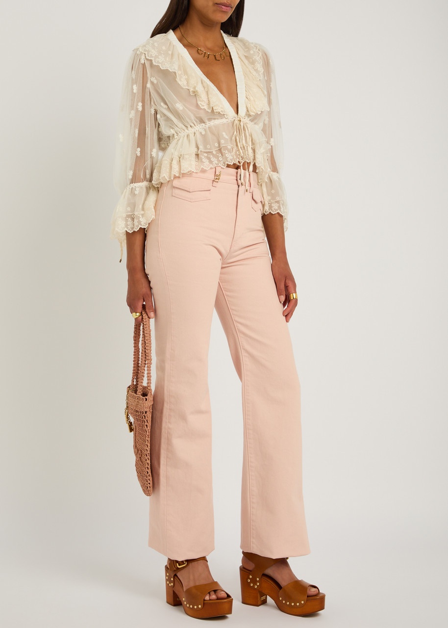 Chloe Jeannette Leather Platform Sandals - 6