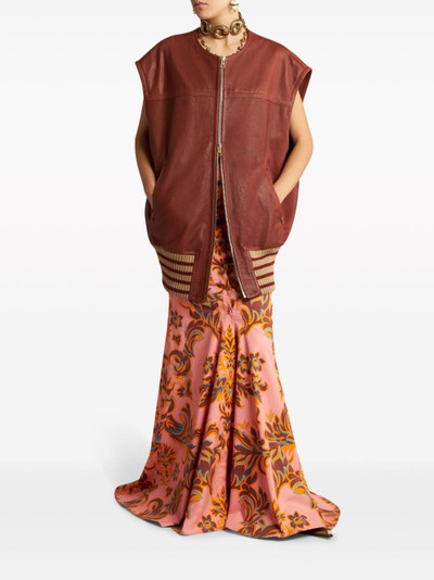 Etro octopus-embroidered leather waist coat outlook