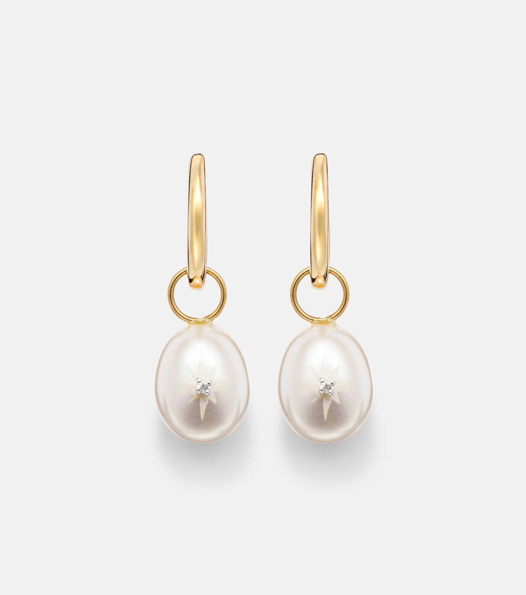 14kt gold drop earrings with pearls and diamonds - 1
