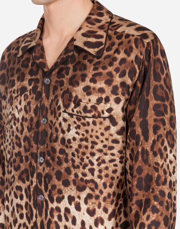 Silk pyjama shirt with leopard print - 4