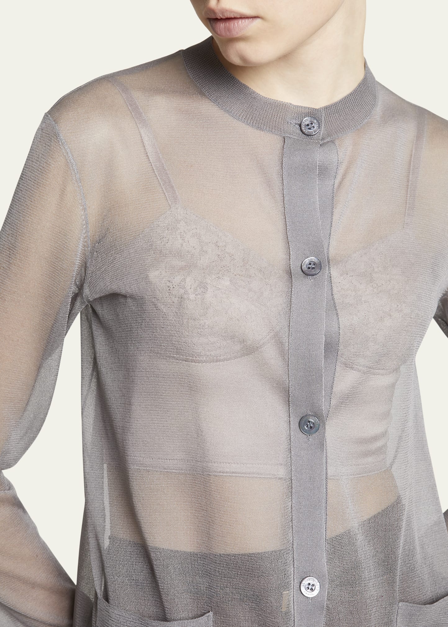 Sheer Knit Button-Front Cardigan - 5