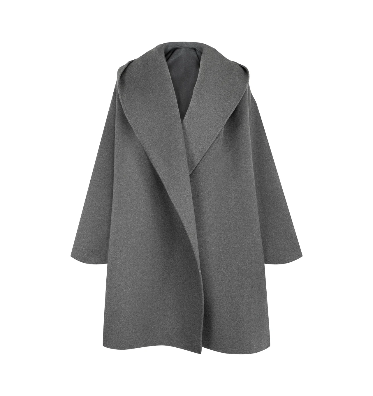 Hoodie Coat In Grey Melange - 1