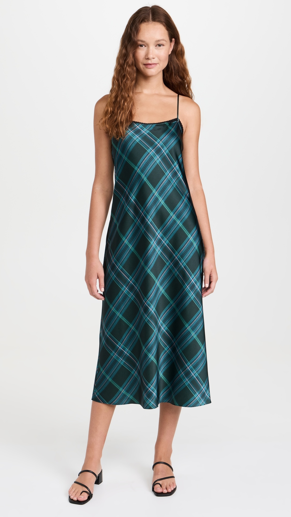 Plaid Lace Trim Slip Dress - 4