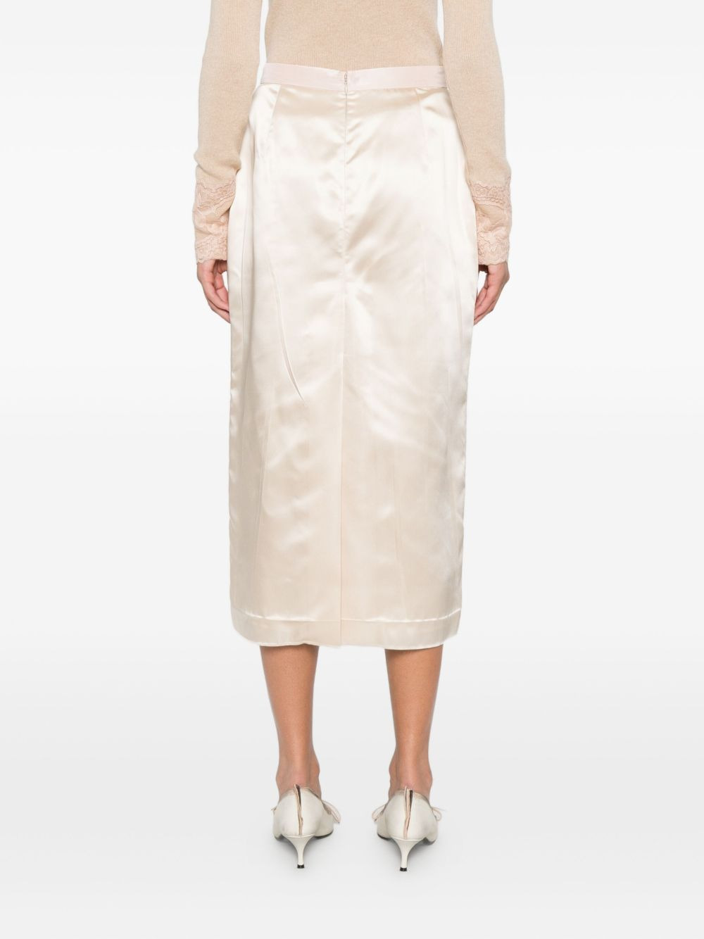 bow-detail silk skirt - 4