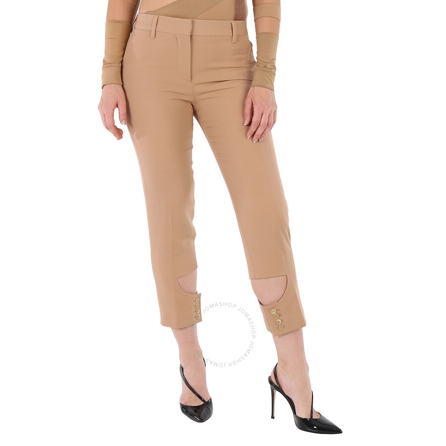 Burberry Ladies Dark Biscuit Cut-Out Detail Tailored Trousers - 3
