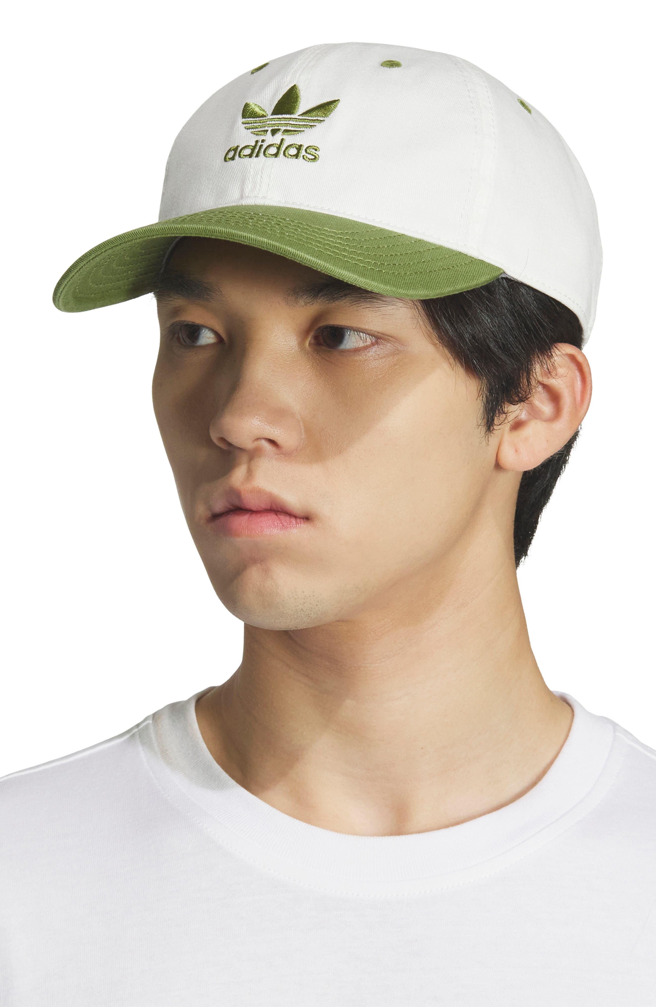 adidas Trefoil Embroidered Baseball Cap in Off White/Tech Olive at Nordstrom - 2