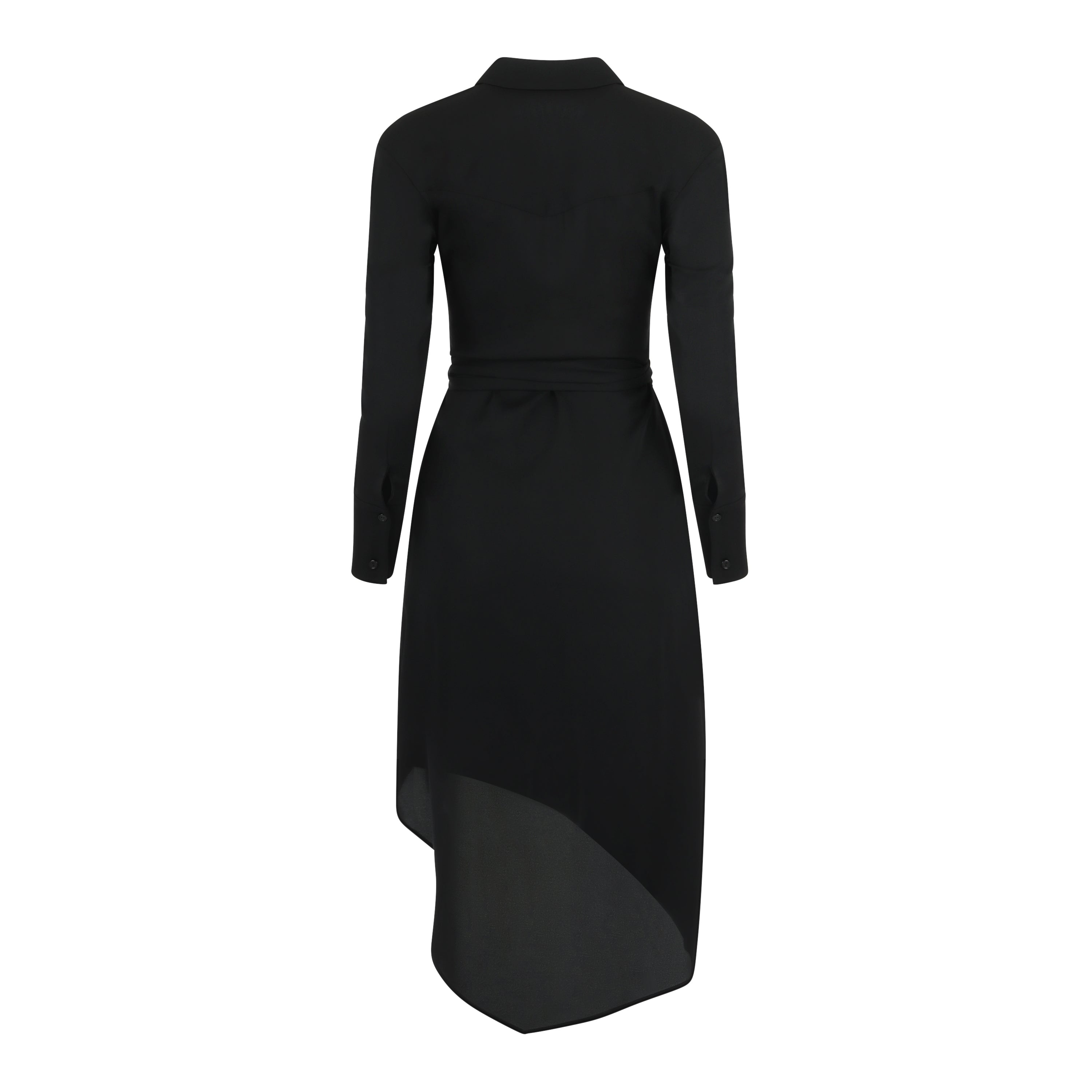 Black Asymmetrical  Button Down Dress - 2