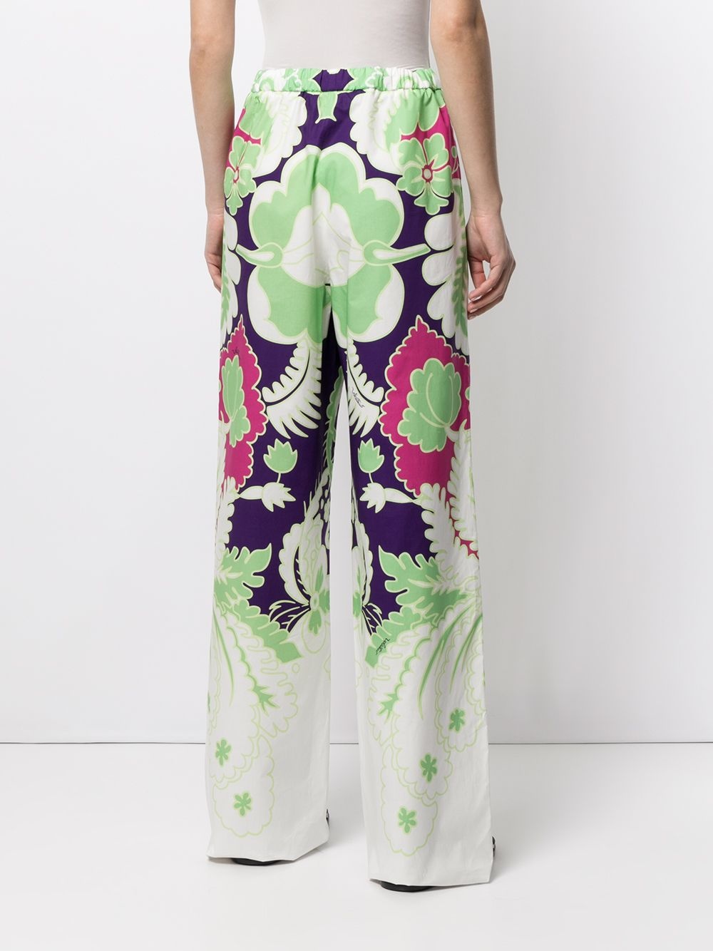 printed wide-leg trousers - 4