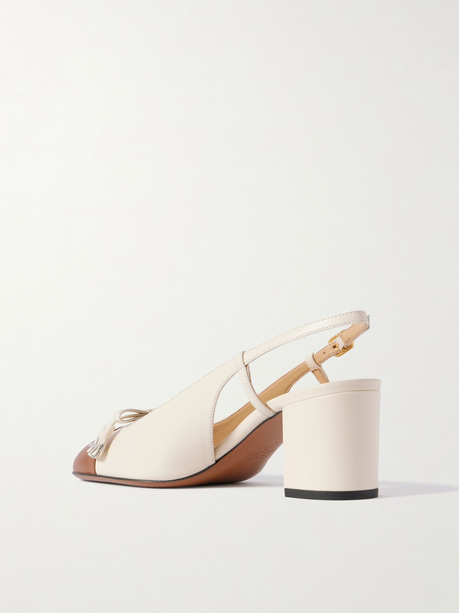VLogo 65 tasseled leather slingback pumps Ecru - 3
