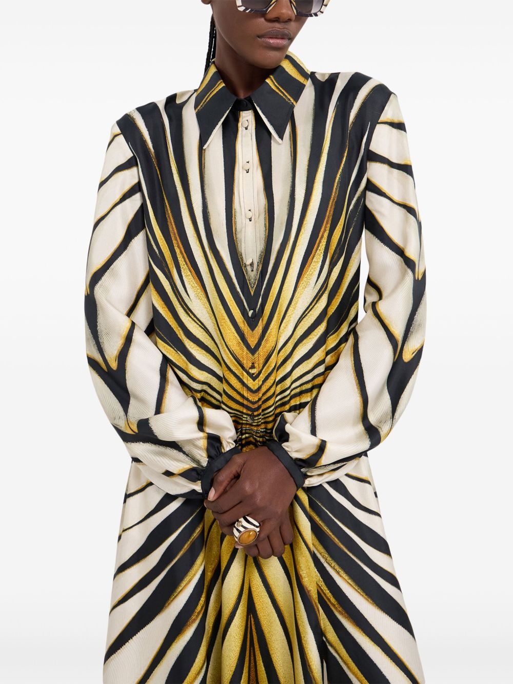Ray of Gold print silk shirt dress - 6