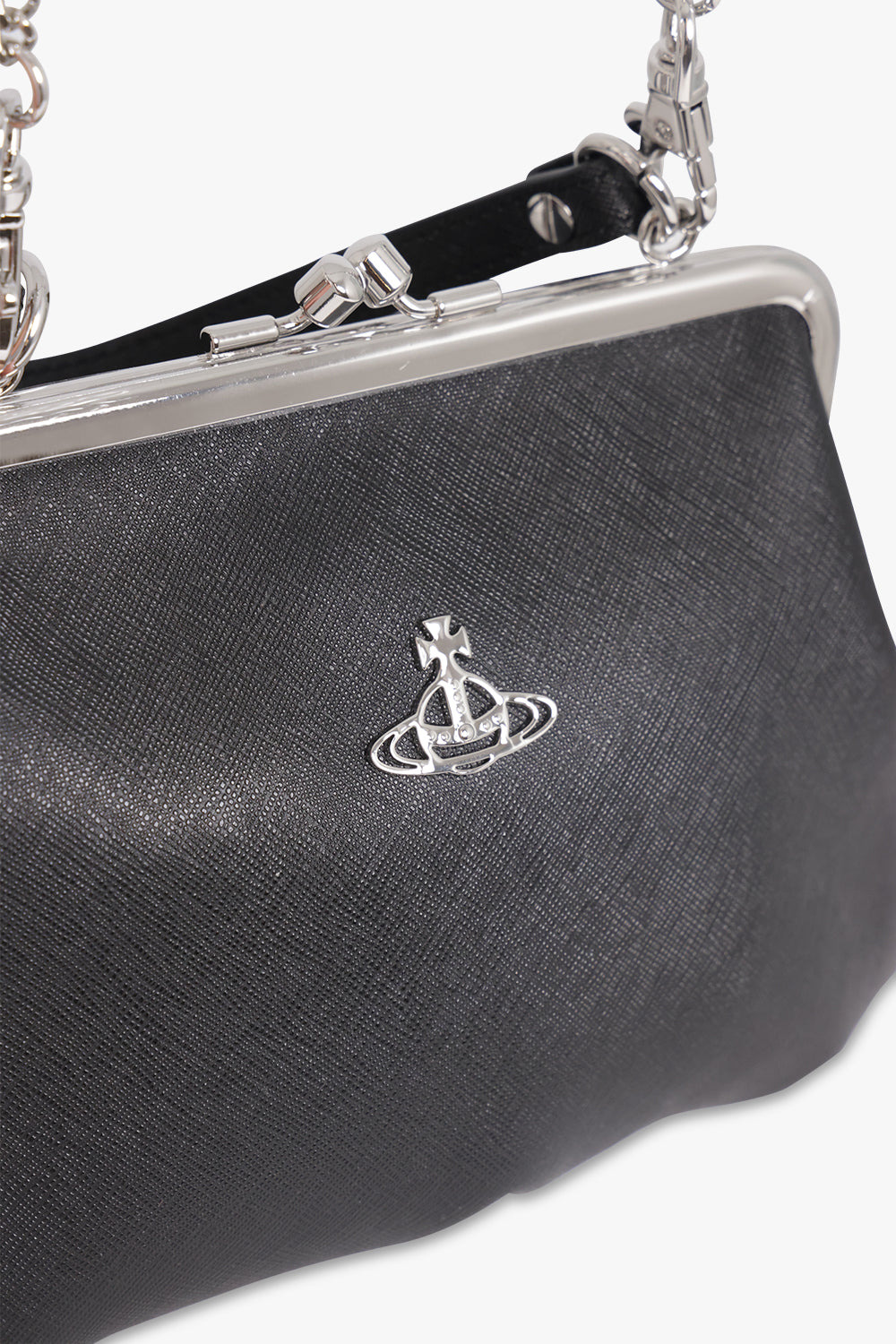 GRANNY SAFFIANO FRAME PURSE | BLACK/SILVER - 4