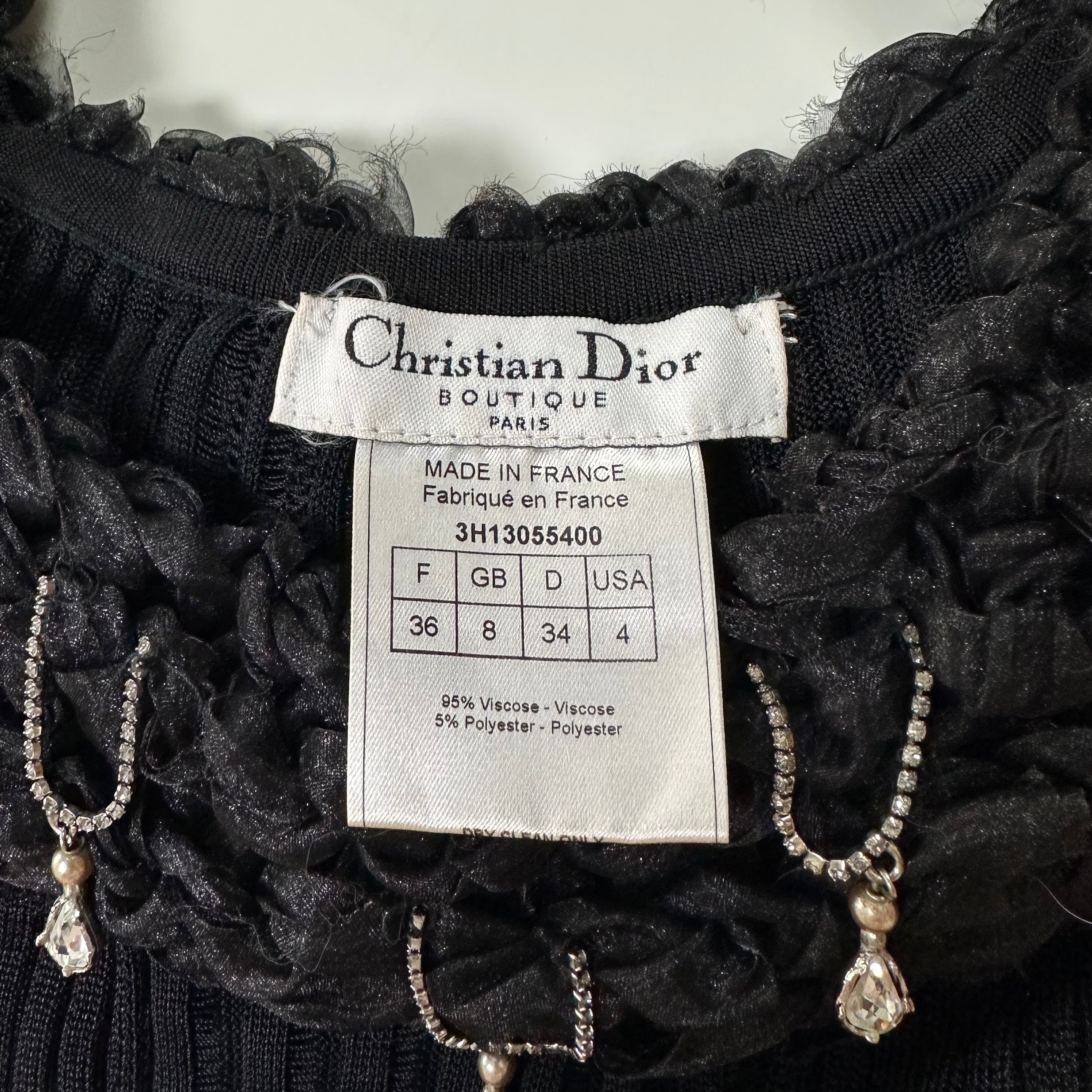 CHRISTIAN DIOR Spring Summer 2003 Rib Knit Off Shoulder Jewel Top - 5