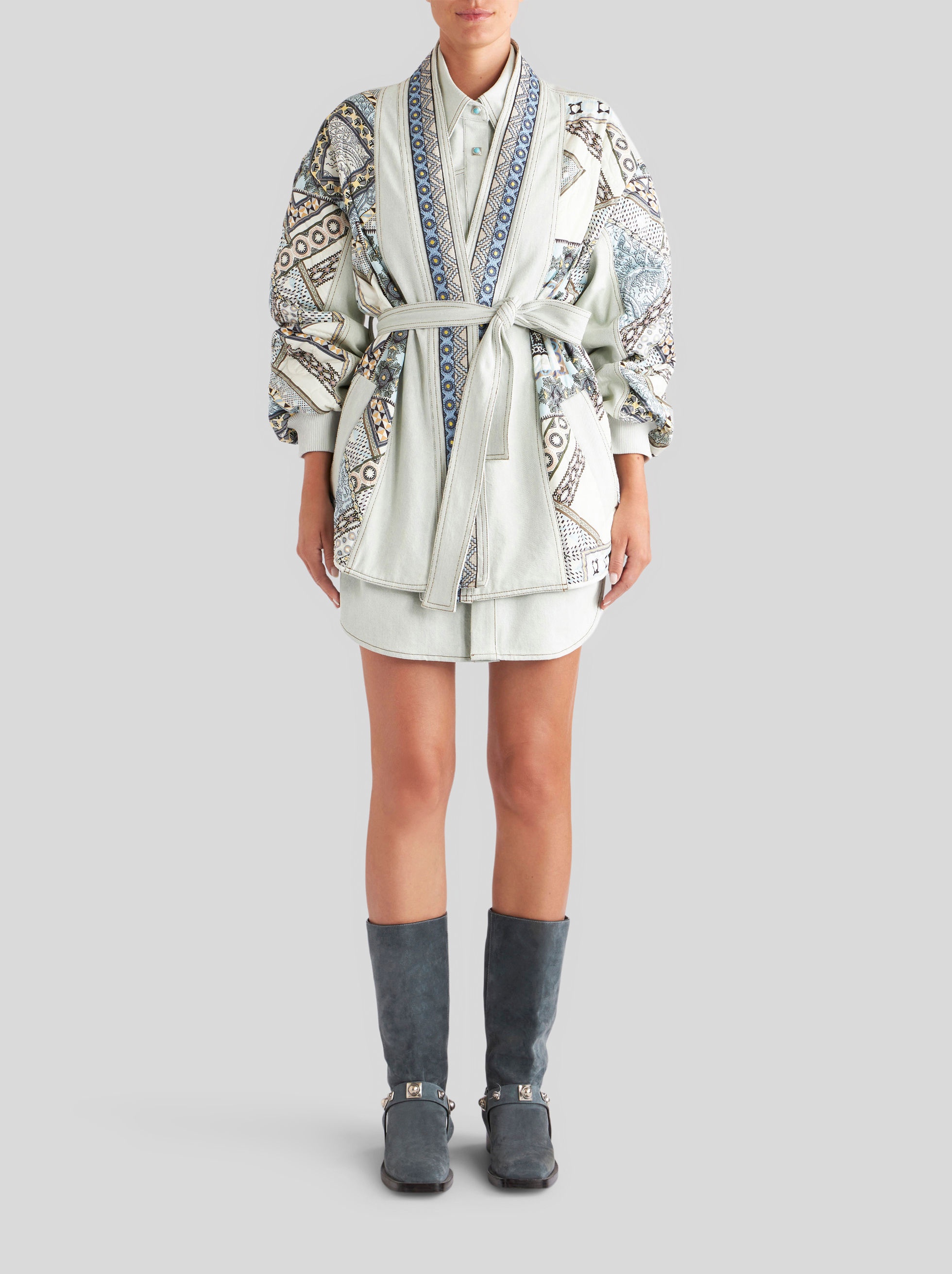 PATCHWORK PRINT KIMONO JACKET - 4