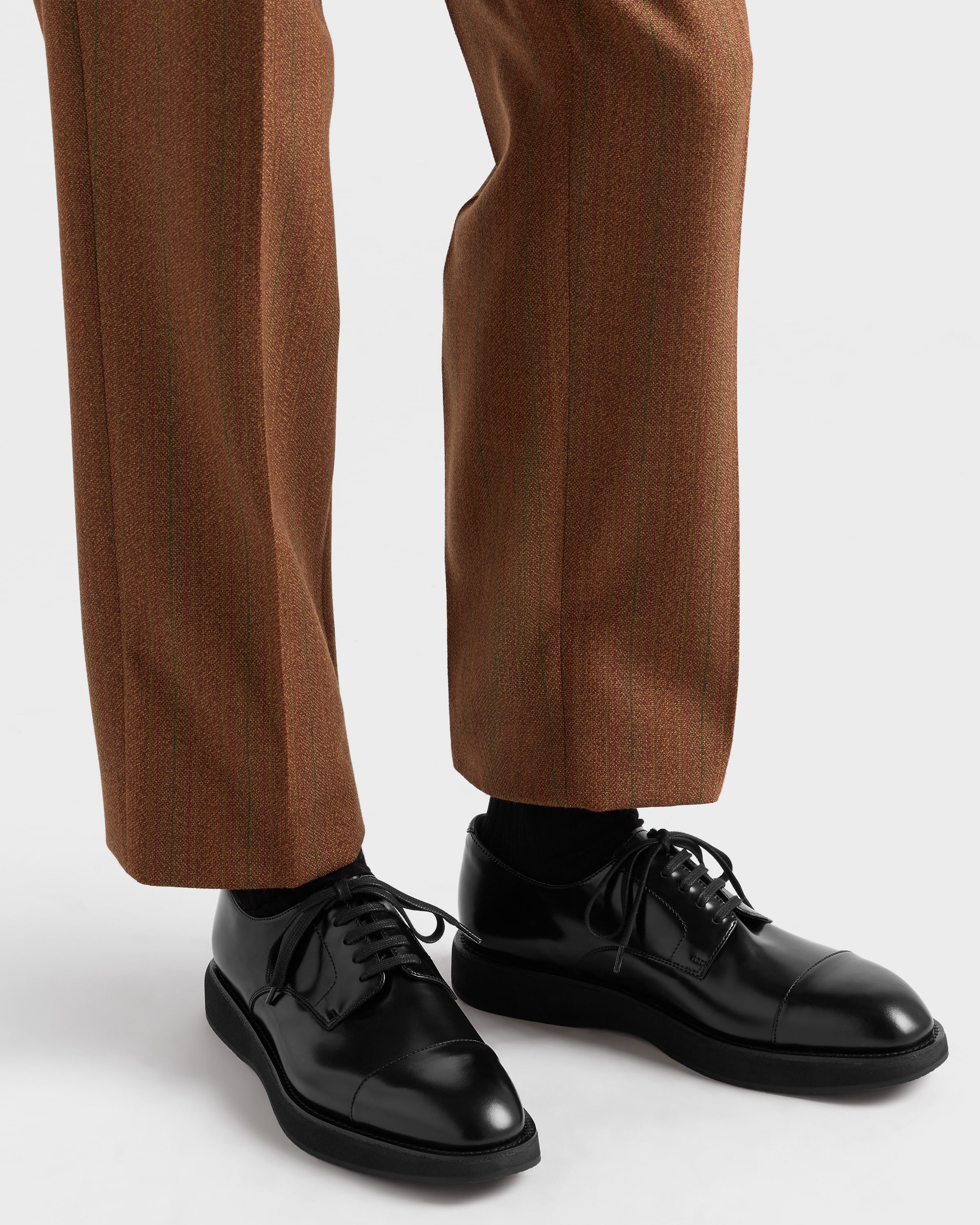 Brushed leather lace-up shoes - 3