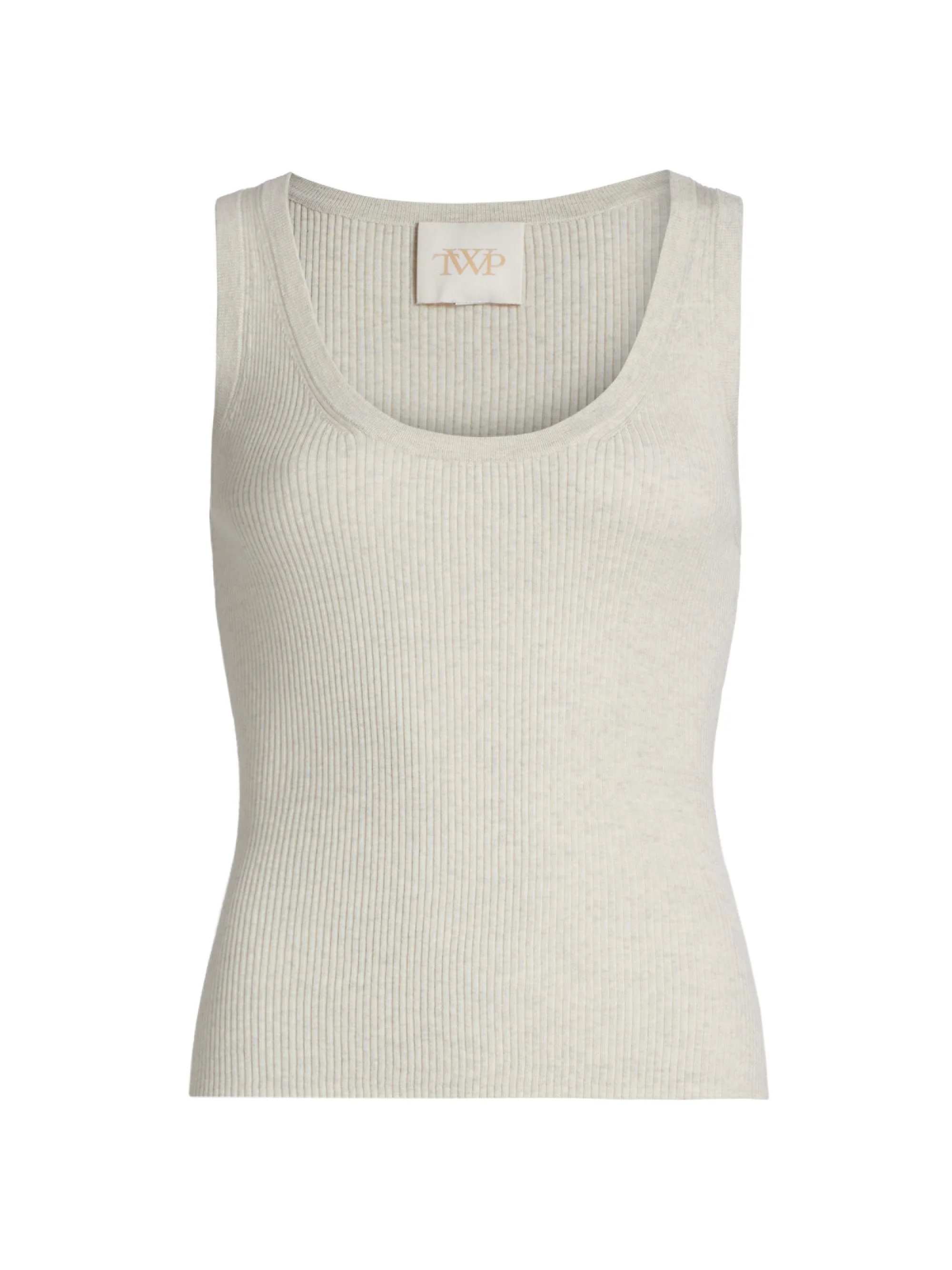 Women's Merino Wool Knit Scoopneck Tank - White Heather Grey - 1