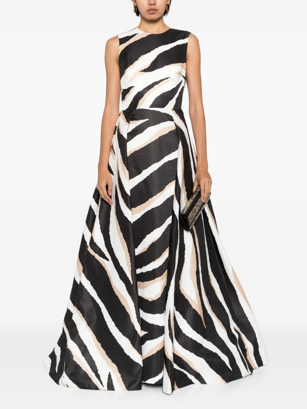 zebra-print silk gown - 2