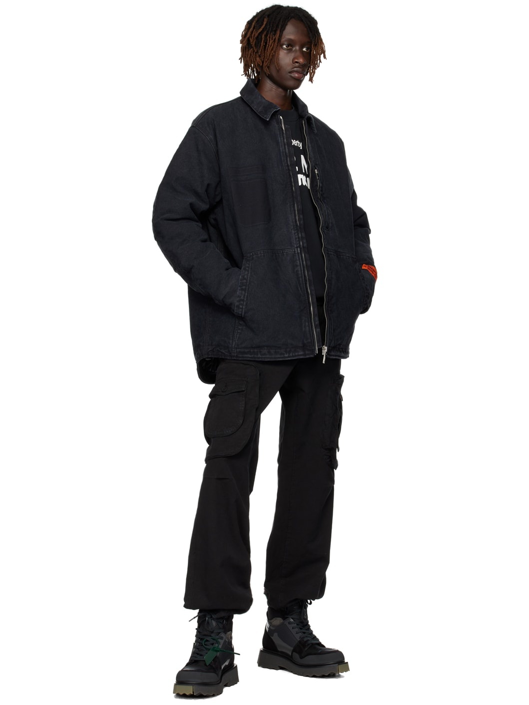 Black Button Cargo Pants - 4