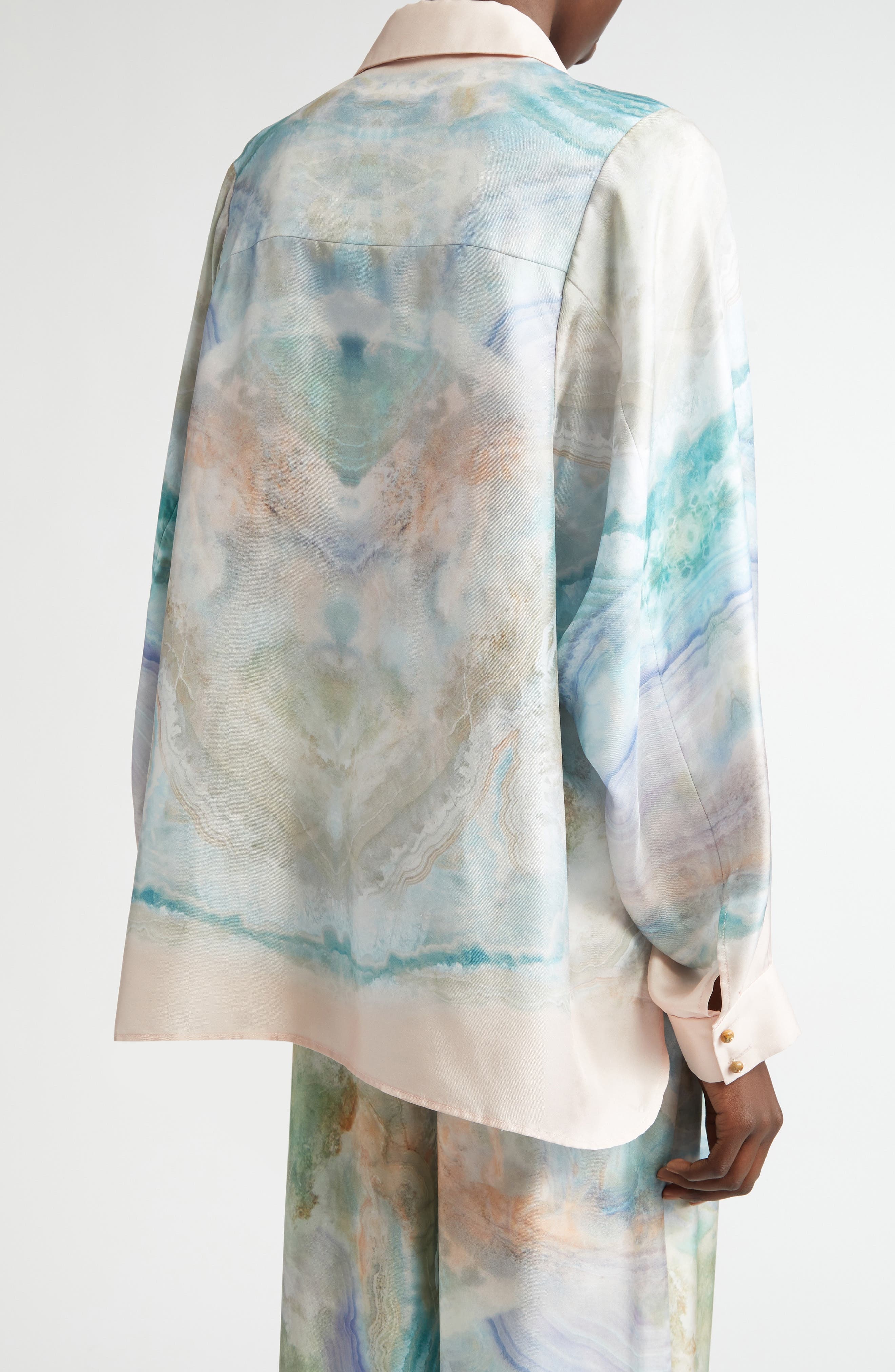Zimmermann Agate Print Silk Button-Up Shirt in Blue Agate at Nordstrom - 3