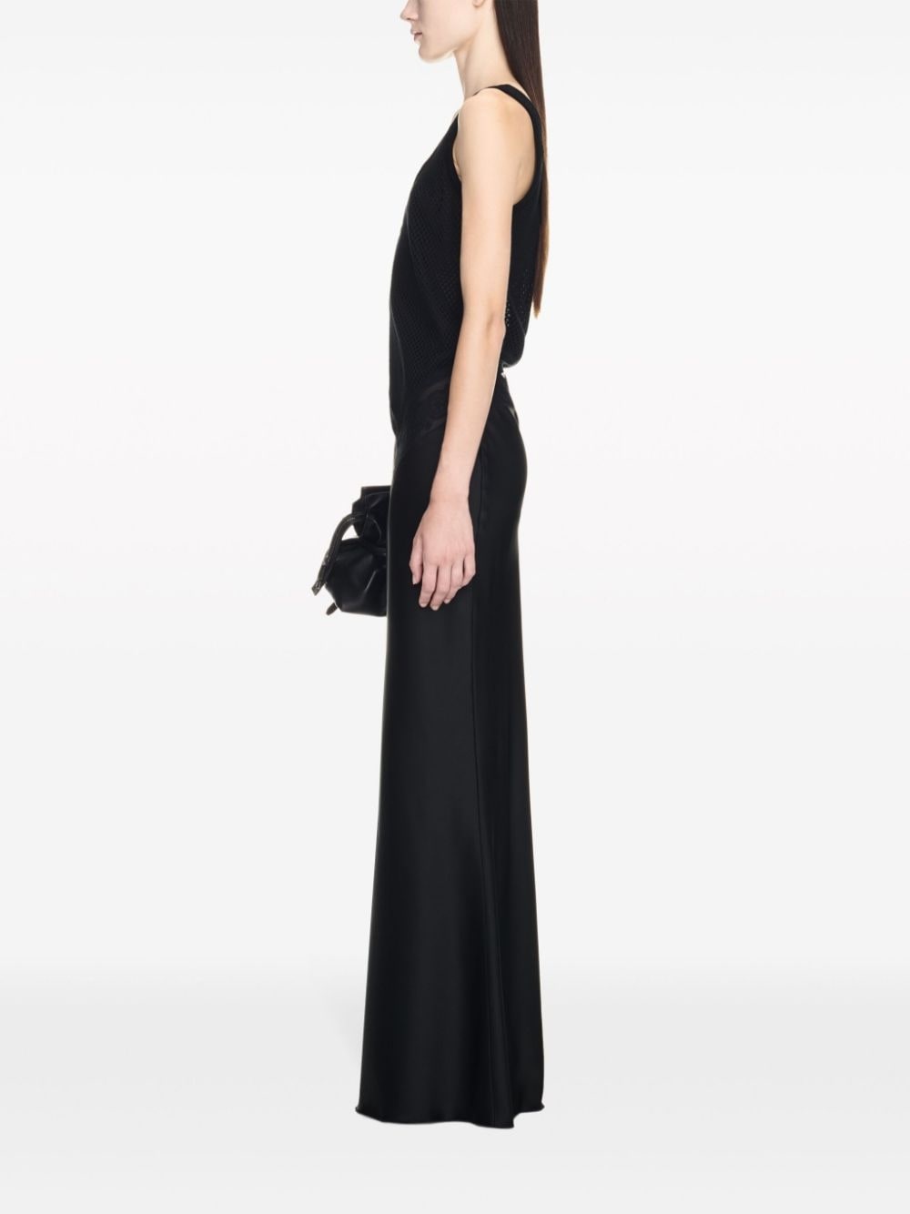 lace-panel satin maxi dress - 3