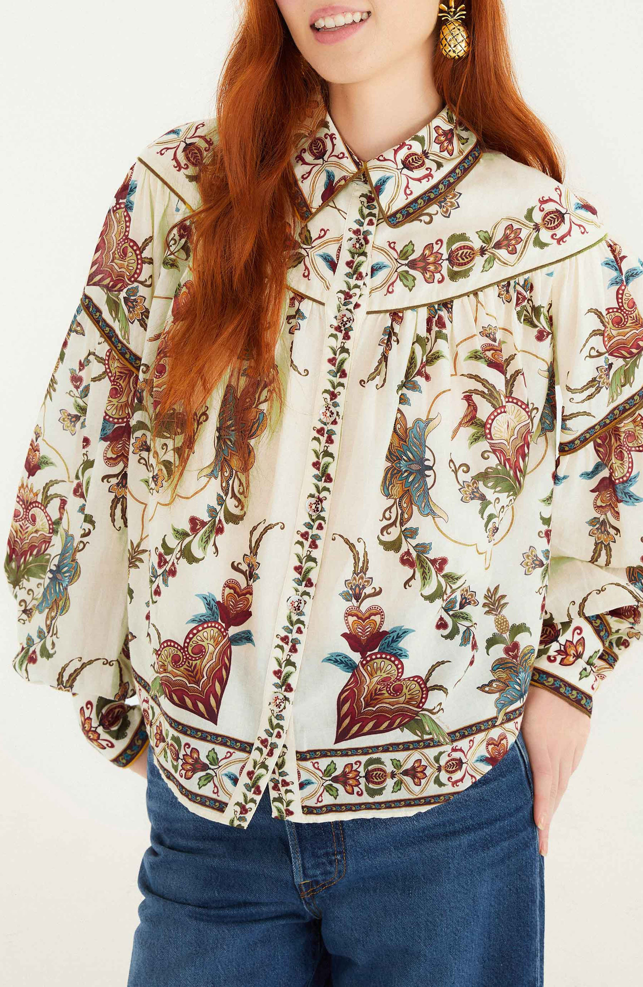 FARM Rio Majestic Hearts Cotton Top in Cream at Nordstrom - 1