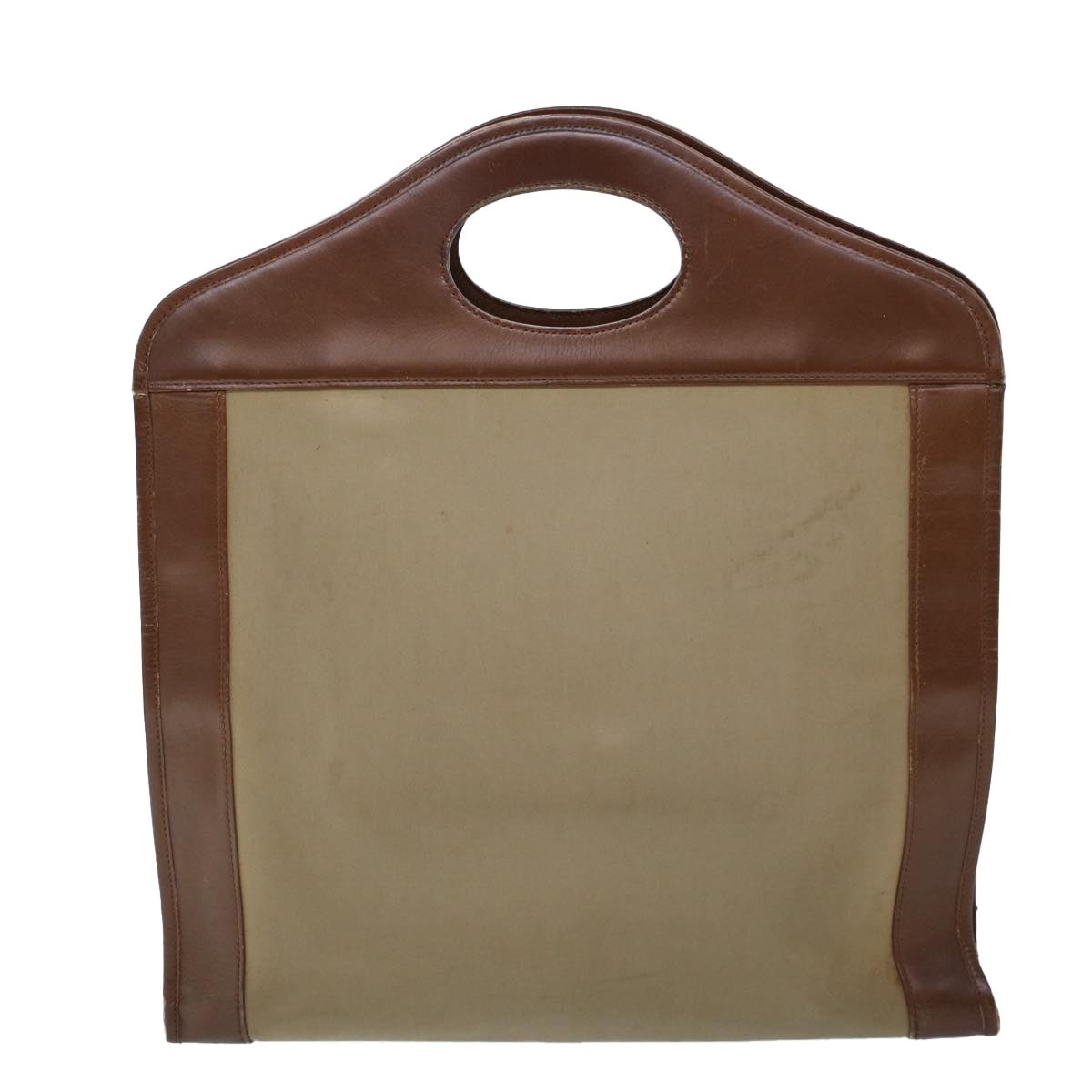 Burberry Hand Bag Canvas Leather Brown Beige - 2