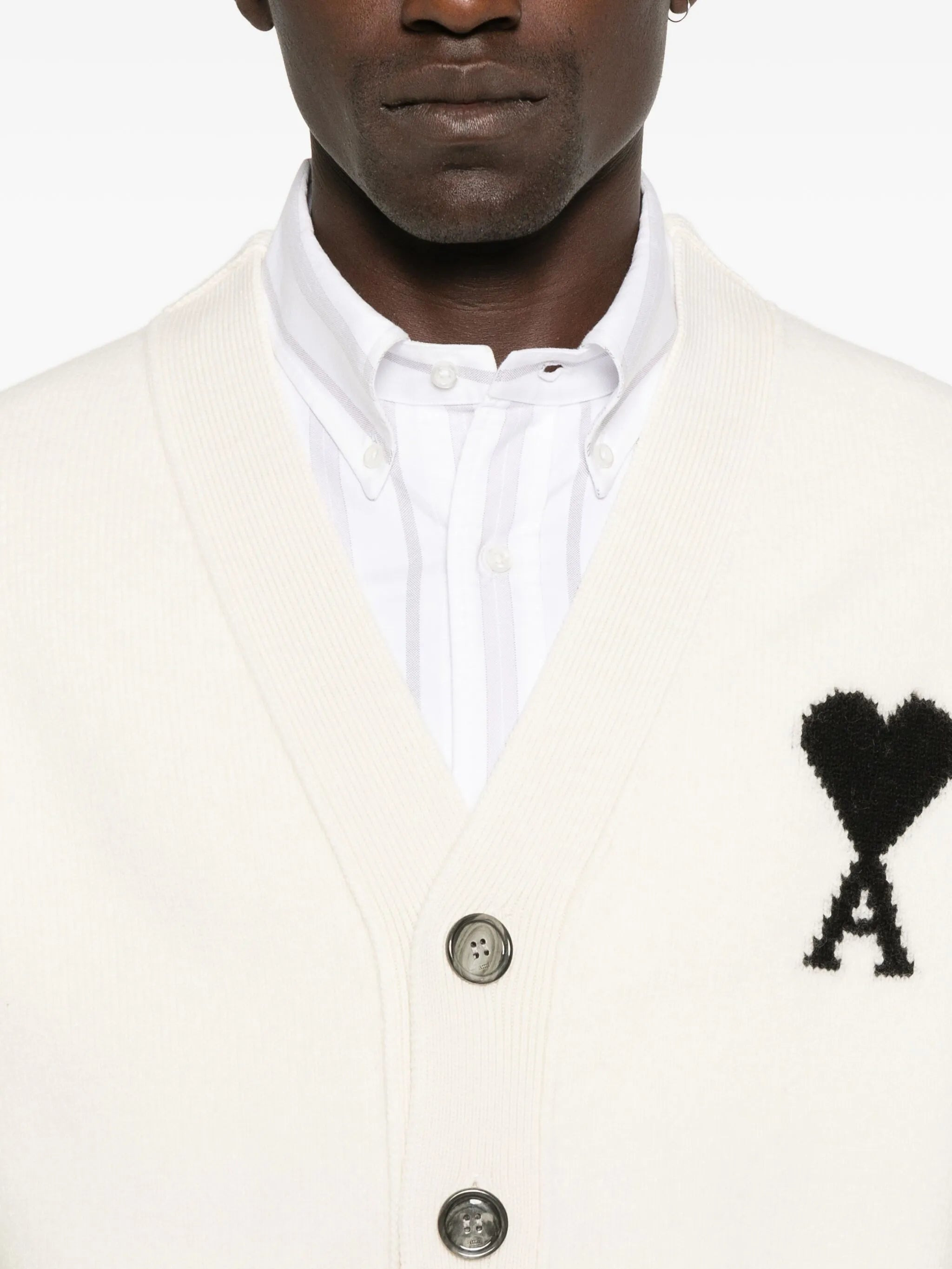 Ami Paris Ami De Coeur Monogram Wool Cardigan - 2