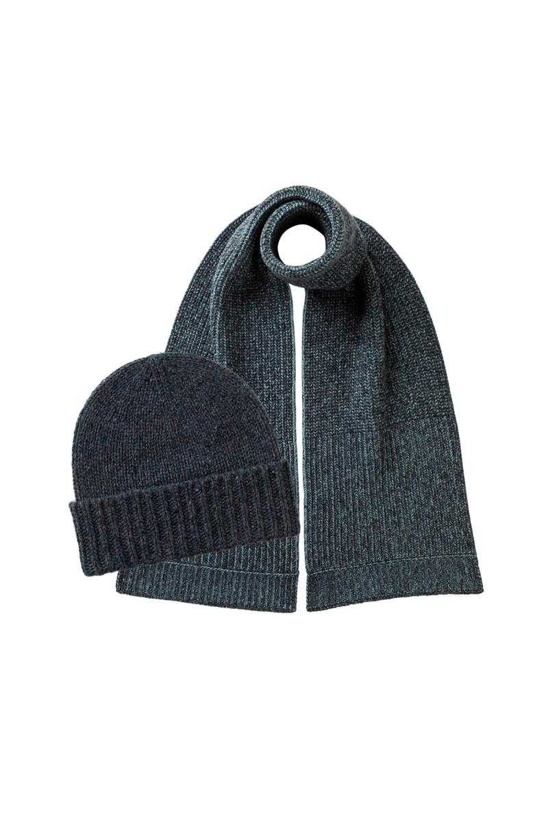 Donegal Cashmere Grey Hat & Scarf Gift Set 1
