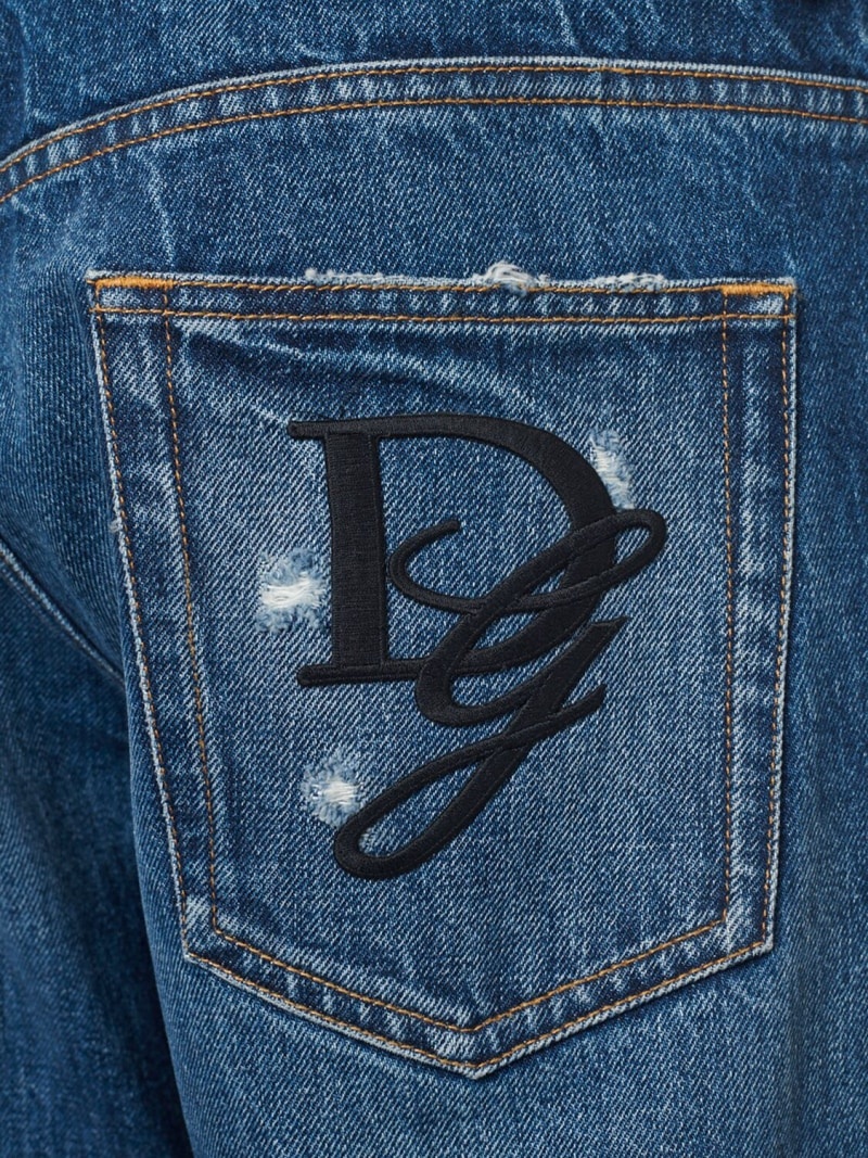 Distressed denim five pocket jeans - 6