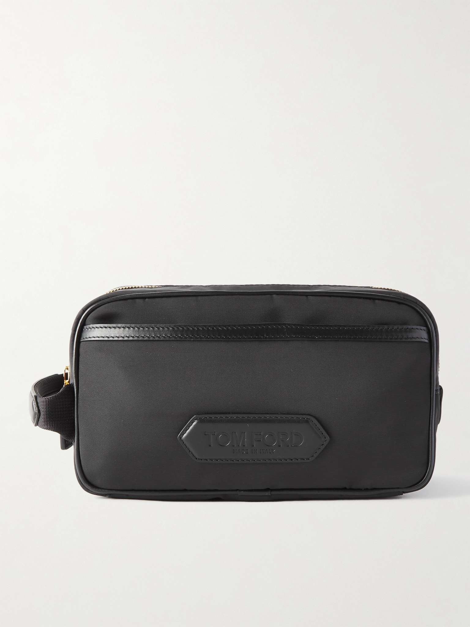 Leather-Trimmed Nylon Wash Bag - 1