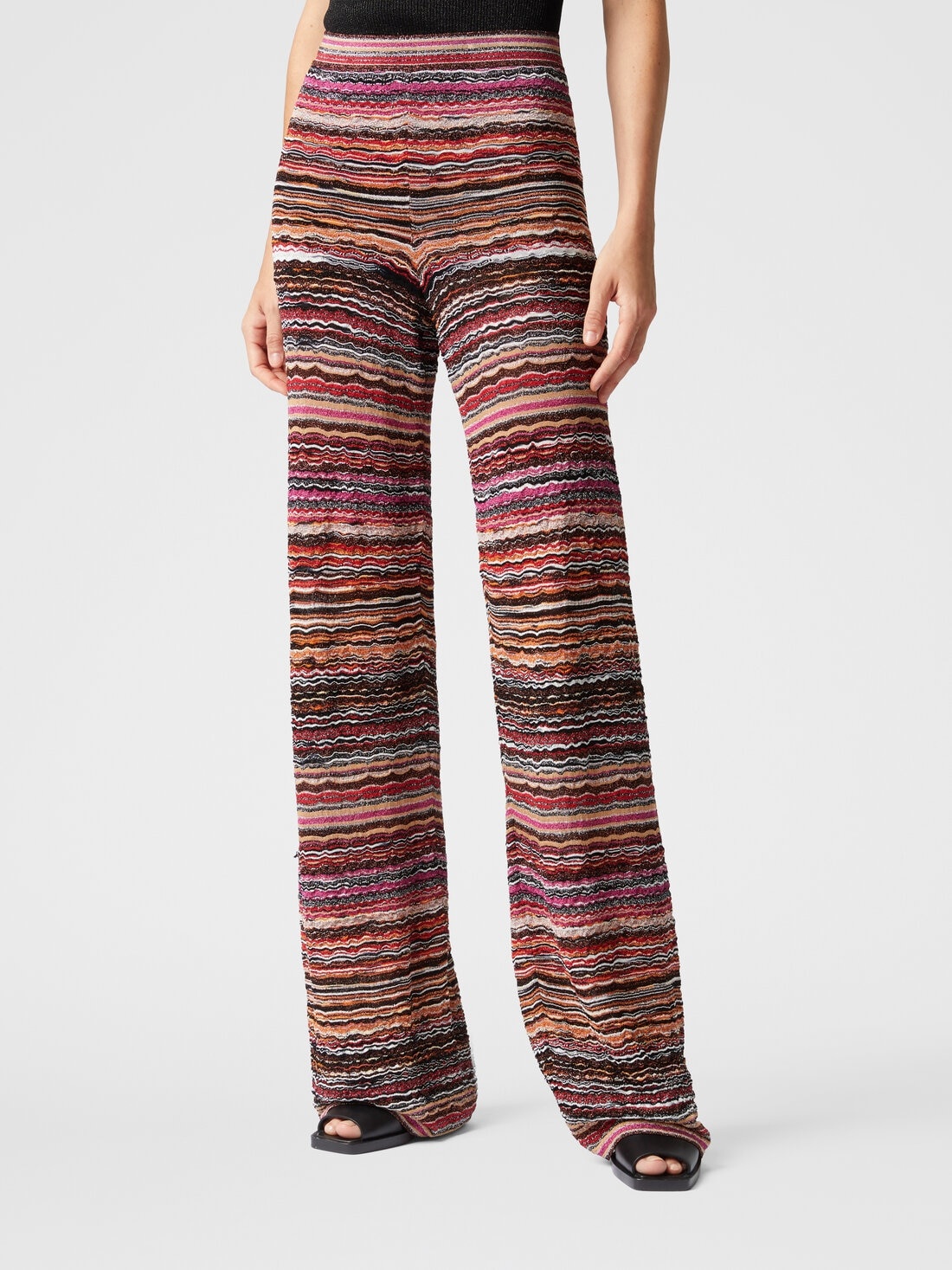 Straight trousers in lamé viscose embossed with wave pattern - 4