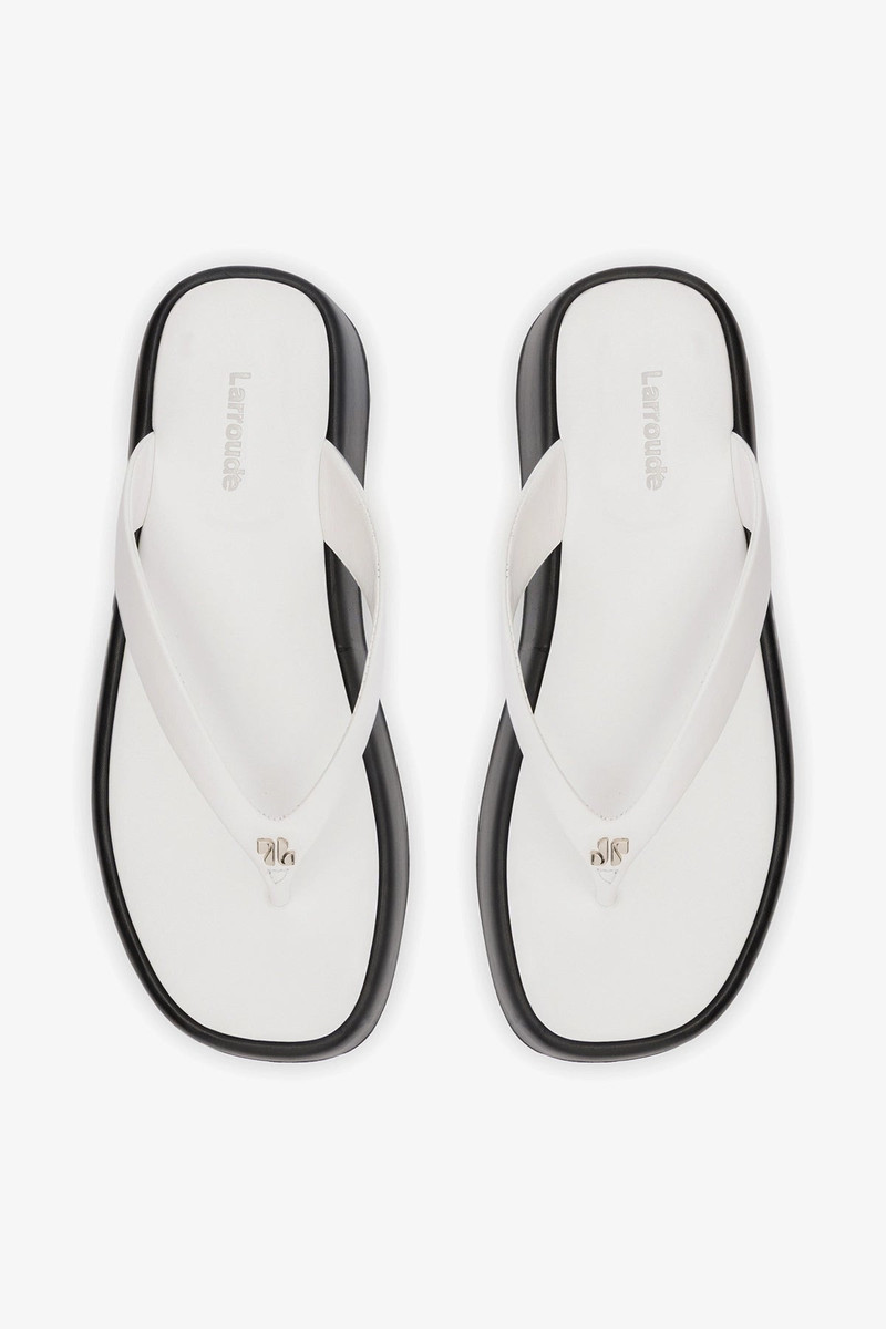 Roxy Thong Sandal Black and White Leather 7