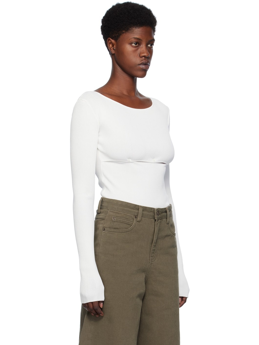White Cutout Sweater - 2