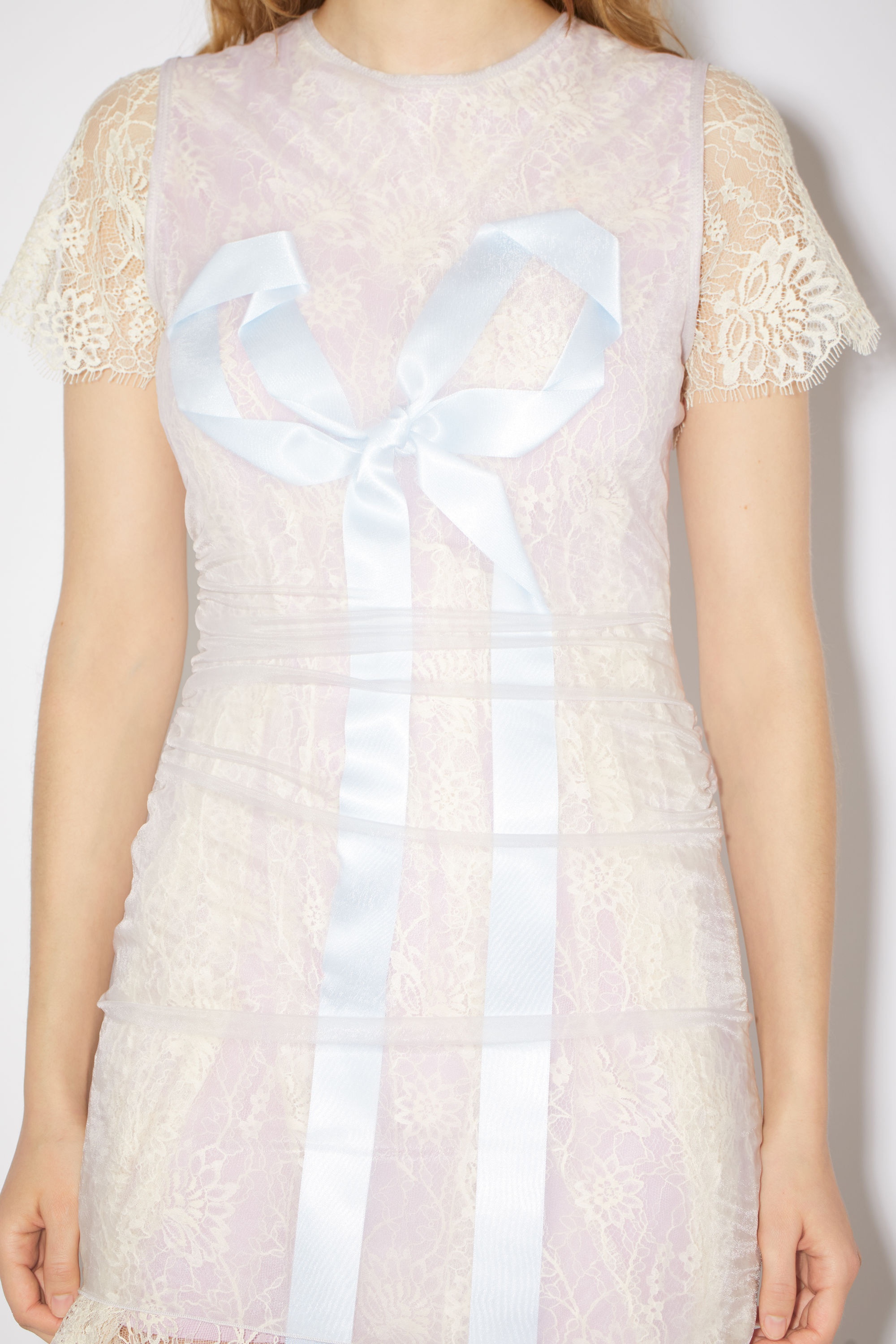 Lace bow dress - Light grey - 5